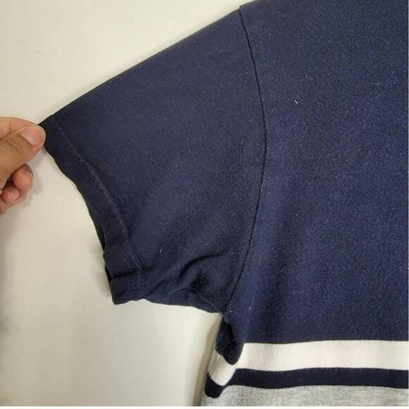 Brandy Melville Galt Aleena Blue Gray White Striped Round Neck T-Shirt S - Picture 5 of 7